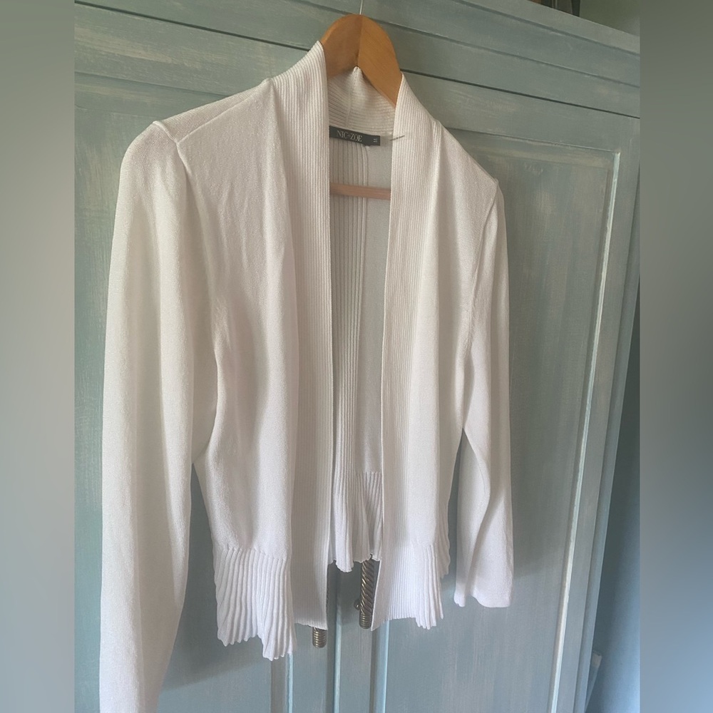 NIC+ZOE White Open-Front Knit Cardigan